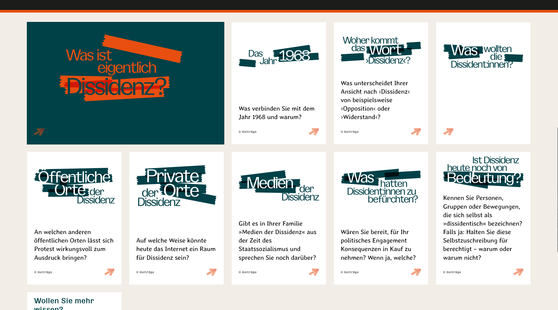 Screenshot der Website zur Ausstellung "Was ist eigentlich Dissidenz?" des GWZO und ZfL.
